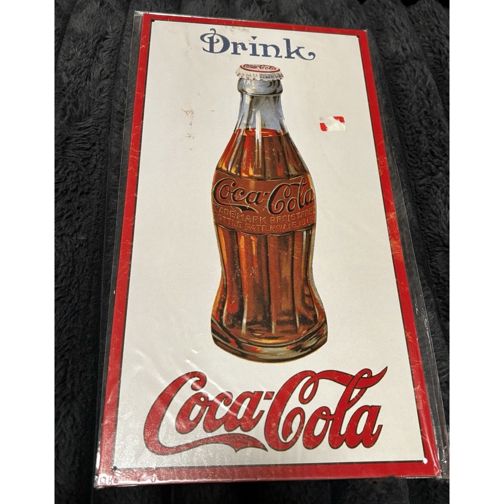Vintage Coca Cola Tin Sign, 1915 Bottle, 16x8.5